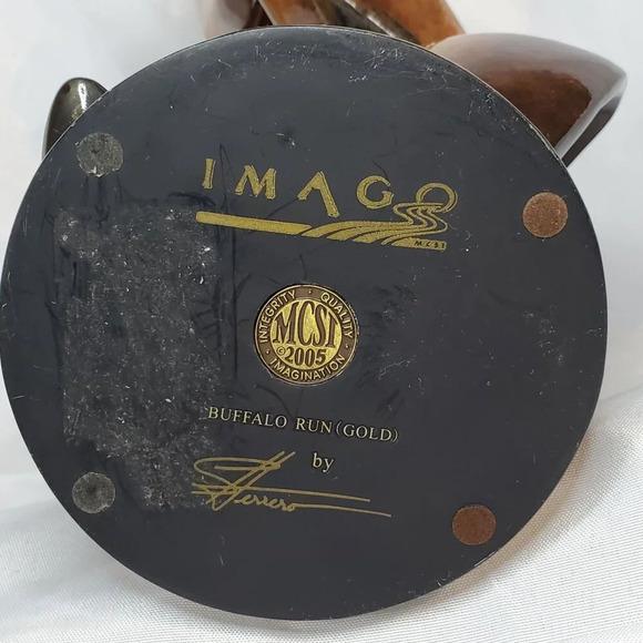 2005 Imago Buffalo Run Gold Ceramic Sculpture signed Stephen Herrero *READ* - Picture 8 of 16